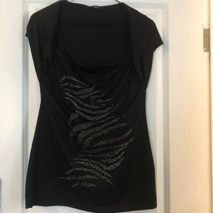 Dressy embellished black top
